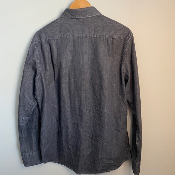 Black Brown 1826 Men's Gray Denim Button Up Long Sleeve Shirt Size‎ Large - Picture 4 of 10